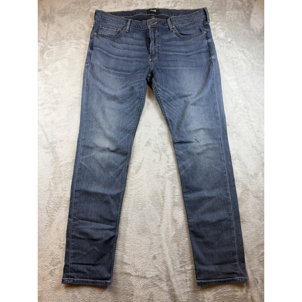 Paige Jeans Men's 38x33 Blue Dark Wash Croft Stretch Skinny Straight Denim